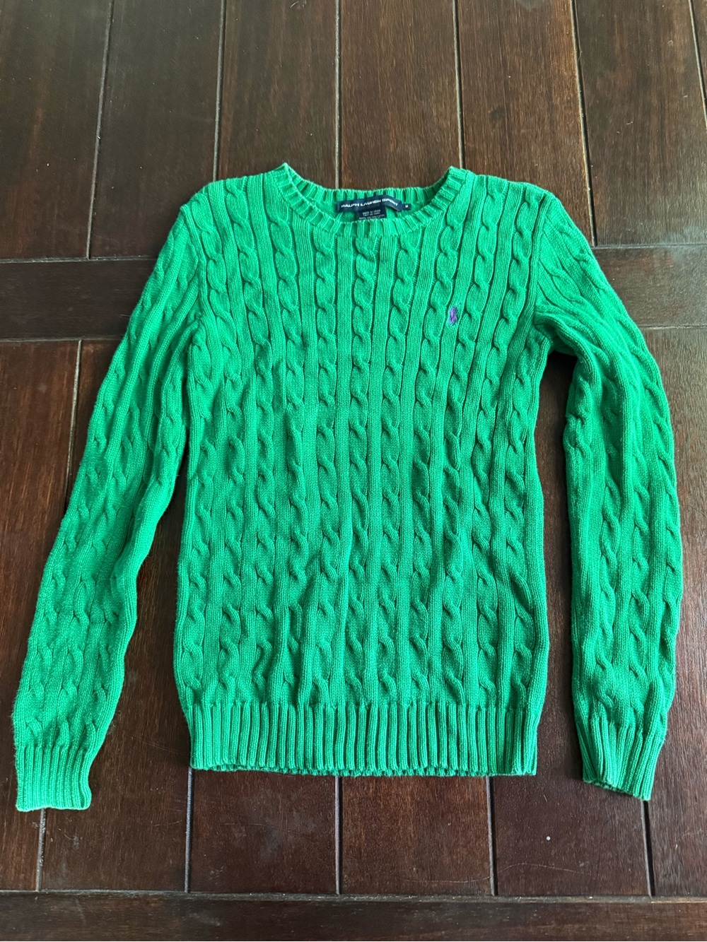 Ralph Lauren Sport Green Cable-Knit Cotton Sweater
